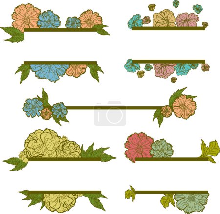Téléchargez les illustrations : Ensemble de fleurs d'automne colorées. illustration vectorielle - en licence libre de droit
