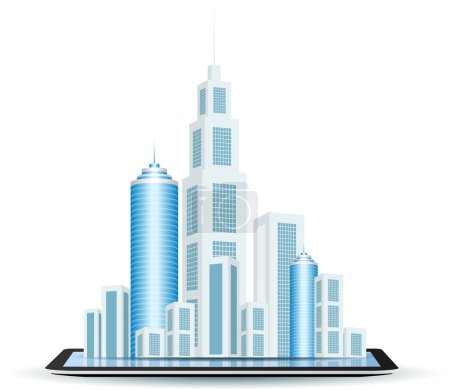 Illustration for City buildings with a white background. vector illustration. - Royalty Free Image