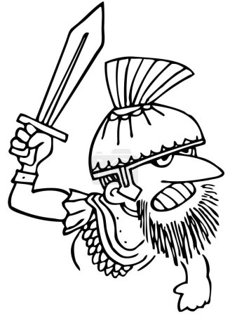 Illustration for Woodcut illustration of a knight holding a sword - Royalty Free Image
