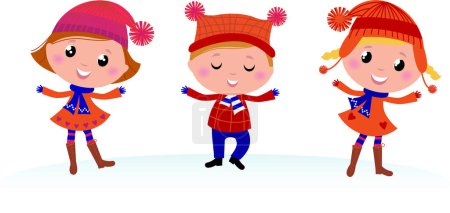 Illustration for Cute kids playing in the snow - Royalty Free Image
