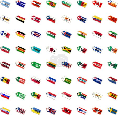 Illustration for Set of stickers of the world flags on white background. vector illustration - Royalty Free Image