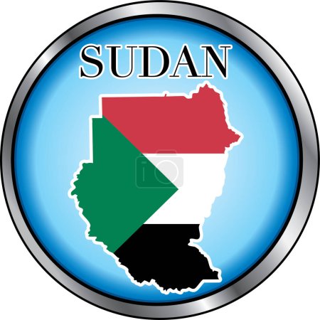 Illustration for Sudan Round Button vector illustration - Royalty Free Image