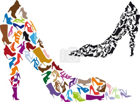 Téléchargez les illustrations : Femmes chaussures icônes ensemble vectoriel illustration. - en licence libre de droit