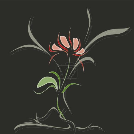 Illustration for Vector illustration. flower on black background. - Royalty Free Image