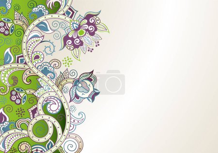 Téléchargez les illustrations : Illustration vectorielle du fond avec des éléments floraux - en licence libre de droit