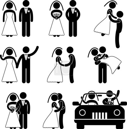 Illustration for Wedding icons set on white background. vector illustration. - Royalty Free Image
