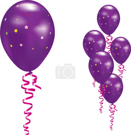 Illustration for Vector illustration of purple balloons - Royalty Free Image