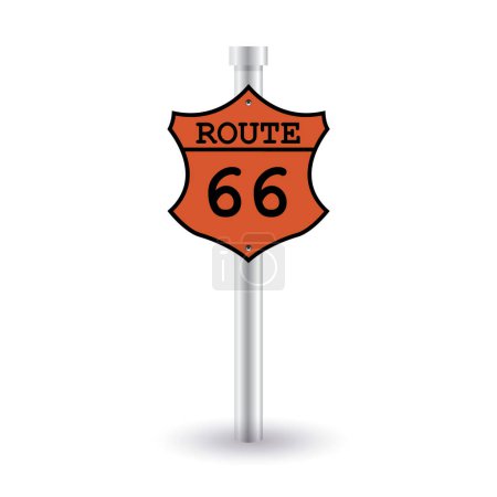 Téléchargez les illustrations : Illustration en 3D du panneau de la route 66. - en licence libre de droit