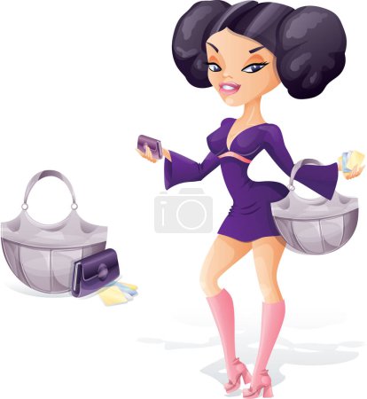 Illustration for Young attractive woman with the shopping bag - Royalty Free Image