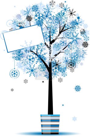 Ilustración de Vector ilustración de árbol hecho de copos de nieve - Imagen libre de derechos