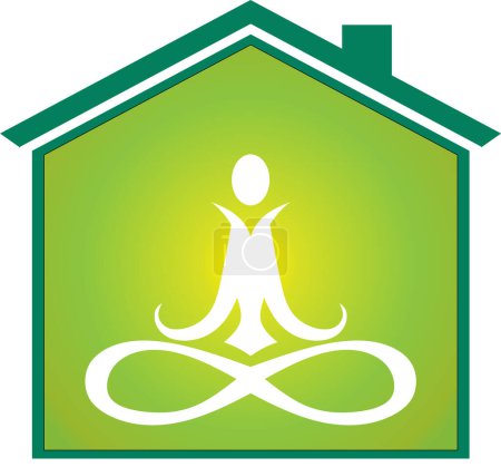 Téléchargez les illustrations : Maison avec symbole de méditation - en licence libre de droit