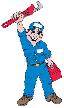 Illustration for Plumber with a wrench, vector illustration - Royalty Free Image