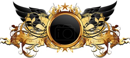 Ilustración de Ilustración vectorial del emblema vintage con alas y corona - Imagen libre de derechos