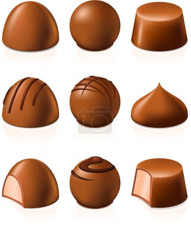 Téléchargez les illustrations : Ensemble vectoriel de bonbons au chocolat brun - en licence libre de droit