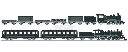 Ilustración de Vieja locomotora vector ilustración en estilo vintage - Imagen libre de derechos