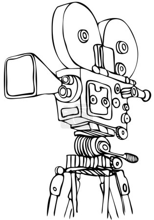 Illustration for Movie camera with film reel - Royalty Free Image