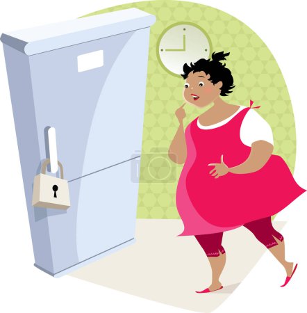 Téléchargez les illustrations : Femme essayant de prendre du poids. - en licence libre de droit