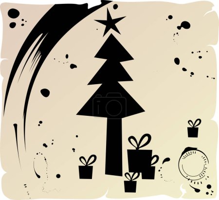 Illustration for Grunge christmas tree and gifts - Royalty Free Image
