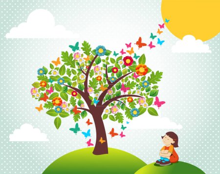 Illustration for Illustration of a child in the park - Royalty Free Image
