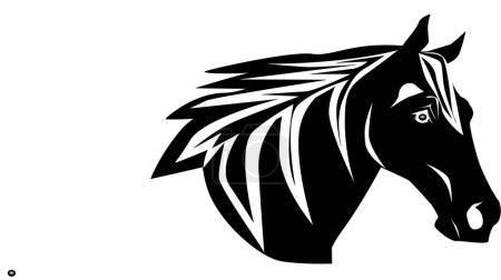 Téléchargez les illustrations : Modèle de logo vecteur tête de cheval noir - en licence libre de droit