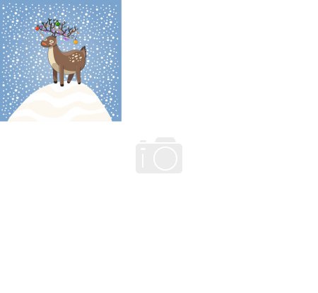 Téléchargez les illustrations : Bannière de Noël avec cerfs et flocons de neige - en licence libre de droit