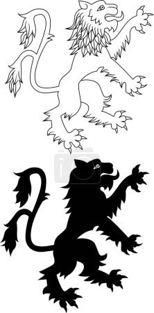 Téléchargez les illustrations : Ensemble vectoriel de silhouettes de dragon sur fond blanc - en licence libre de droit