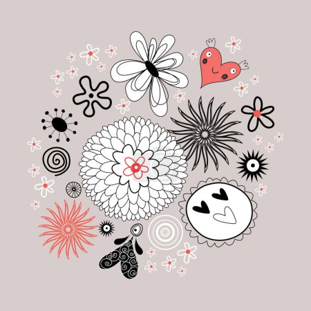 Ilustración de Conjunto de elementos de diseño floral. - Imagen libre de derechos