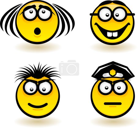 Illustration for Cartoon faces of different emotions. vector illustration - Royalty Free Image