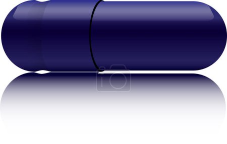 Ilustración de La cápsula con el producto médico es azul. Ilustración vectorial
. - Imagen libre de derechos