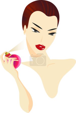 Illustration for Illustration of a girl with a red apple - Royalty Free Image