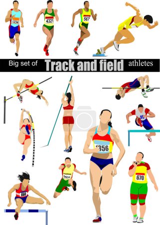 Illustration for Set of athletes running in the field. vector illustration - Royalty Free Image