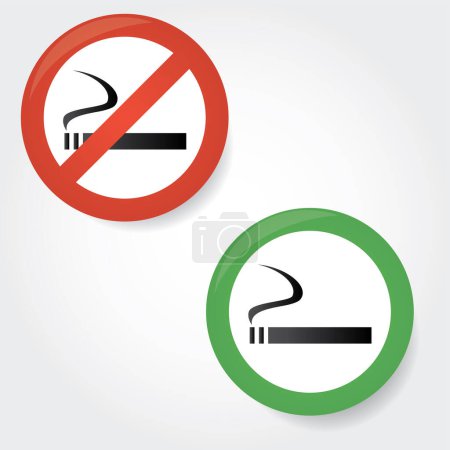 Ilustración de Fumar y no fumar iconos signo - Imagen libre de derechos