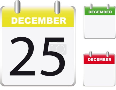 Ilustración de Diciembre 25 iconos de calendario establecidos en blanco - Imagen libre de derechos