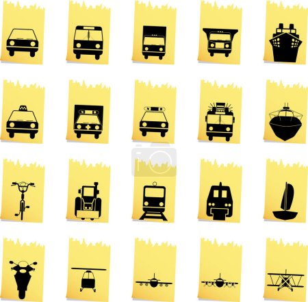 Téléchargez les illustrations : Ensemble d'icônes de différents types de transport - en licence libre de droit