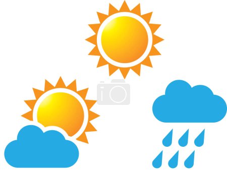 Illustration for Set of weather icons on white - Royalty Free Image