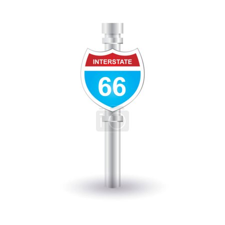 Illustration for 6 6 highway sign isolated on white background - Royalty Free Image