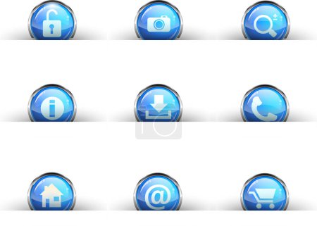 Illustration for Set of blue glossy web buttons - Royalty Free Image