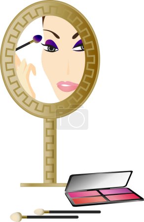 Ilustración de Ilustración de una mujer haciendo un maquillaje con pincel - Imagen libre de derechos