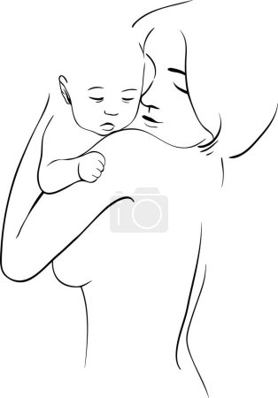 Ilustración de Madre con bebé aislado sobre fondo blanco - Imagen libre de derechos