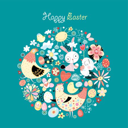 Ilustración de Pascua tarjeta de felicitación vector ilustración - Imagen libre de derechos