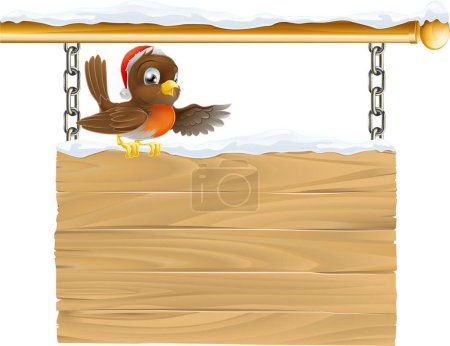 Illustration for Bird with rope and wood sign - Royalty Free Image