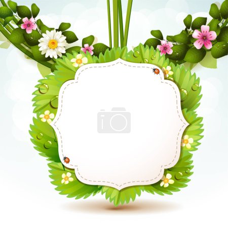 Illustration for Spring background with green grass and flowers - Royalty Free Image