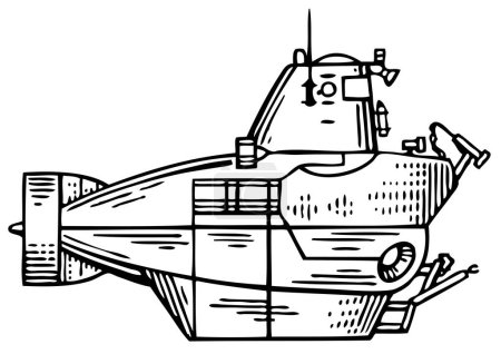 Ilustración de Ilustración de submarino en el agua - Imagen libre de derechos