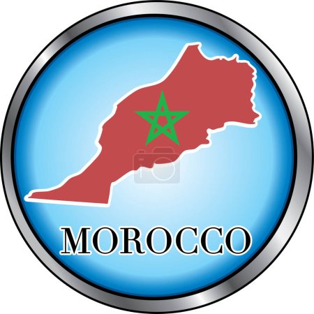 Téléchargez les illustrations : Maroc Bouton rond illustration vectorielle - en licence libre de droit