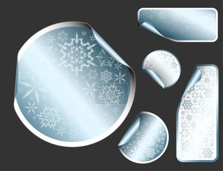 Illustration for Set of christmas snowflakes  stickers - Royalty Free Image