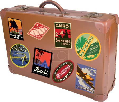 Téléchargez les illustrations : Vieille valise avec l'inscription - en licence libre de droit