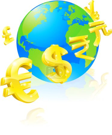 Illustration for Global currency concept with euro sign and dollar - Royalty Free Image