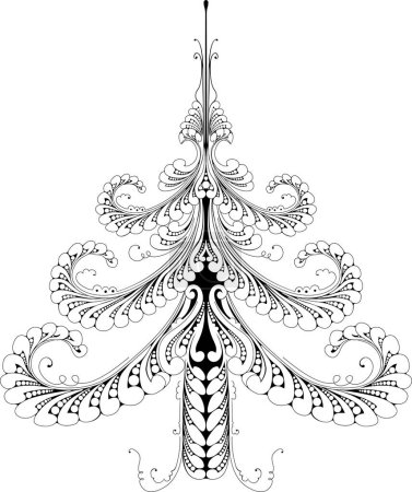 Illustration for Vector christmas tree with snowflakes - Royalty Free Image
