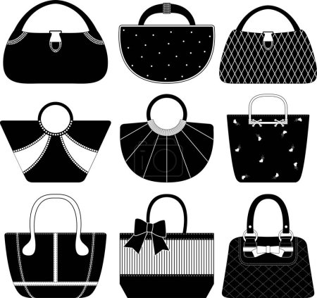 Illustration for Vector illustration of different stylish women bag on white background - Royalty Free Image