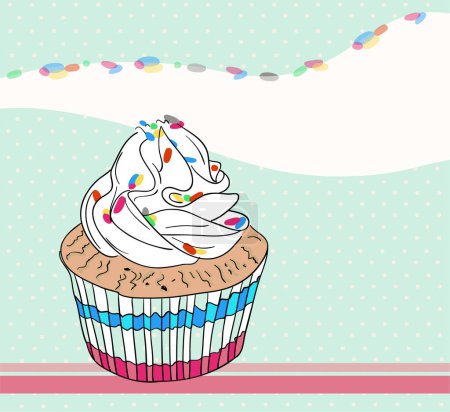 Téléchargez les illustrations : Cupcake sur fond coloré - en licence libre de droit